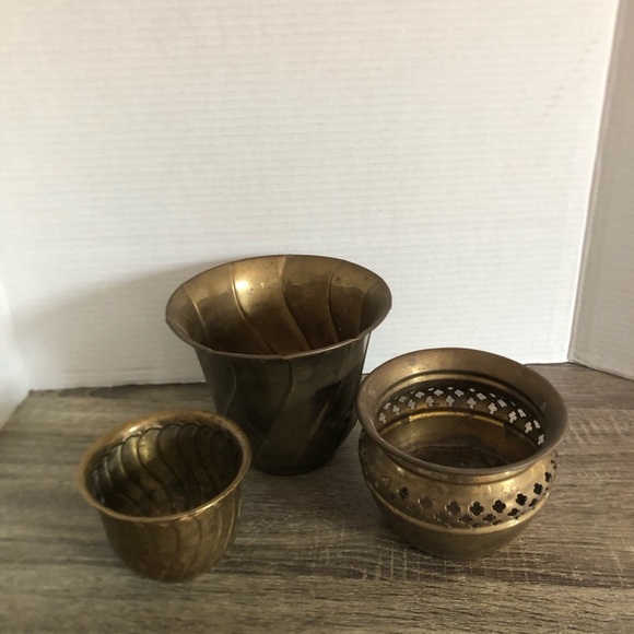 Vtg Solid Brass Indoor Planters - Picture 2 of 16